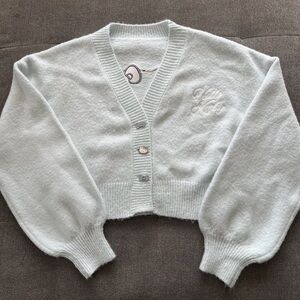 FOREVER 21 Hello Kitty Fuzzy Cardigan Sweater Plush Sz Small/Medium-Embroidered